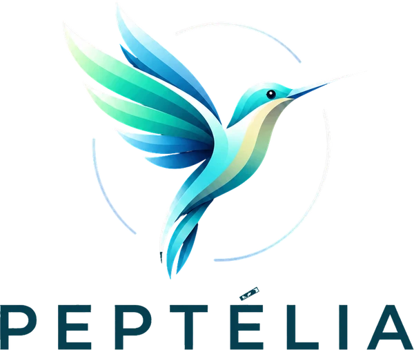 Peptélia Logo – Kolibri in Türkis, Blau und Mint