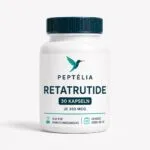 Peptélia Retatrutide 30 Kapseln, weiße Dose auf weißem Hintergrund