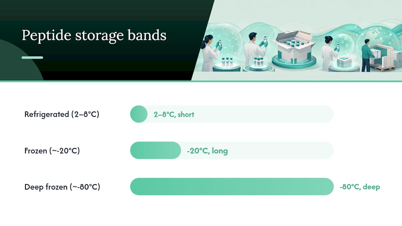 Three peptide storage temperature bands