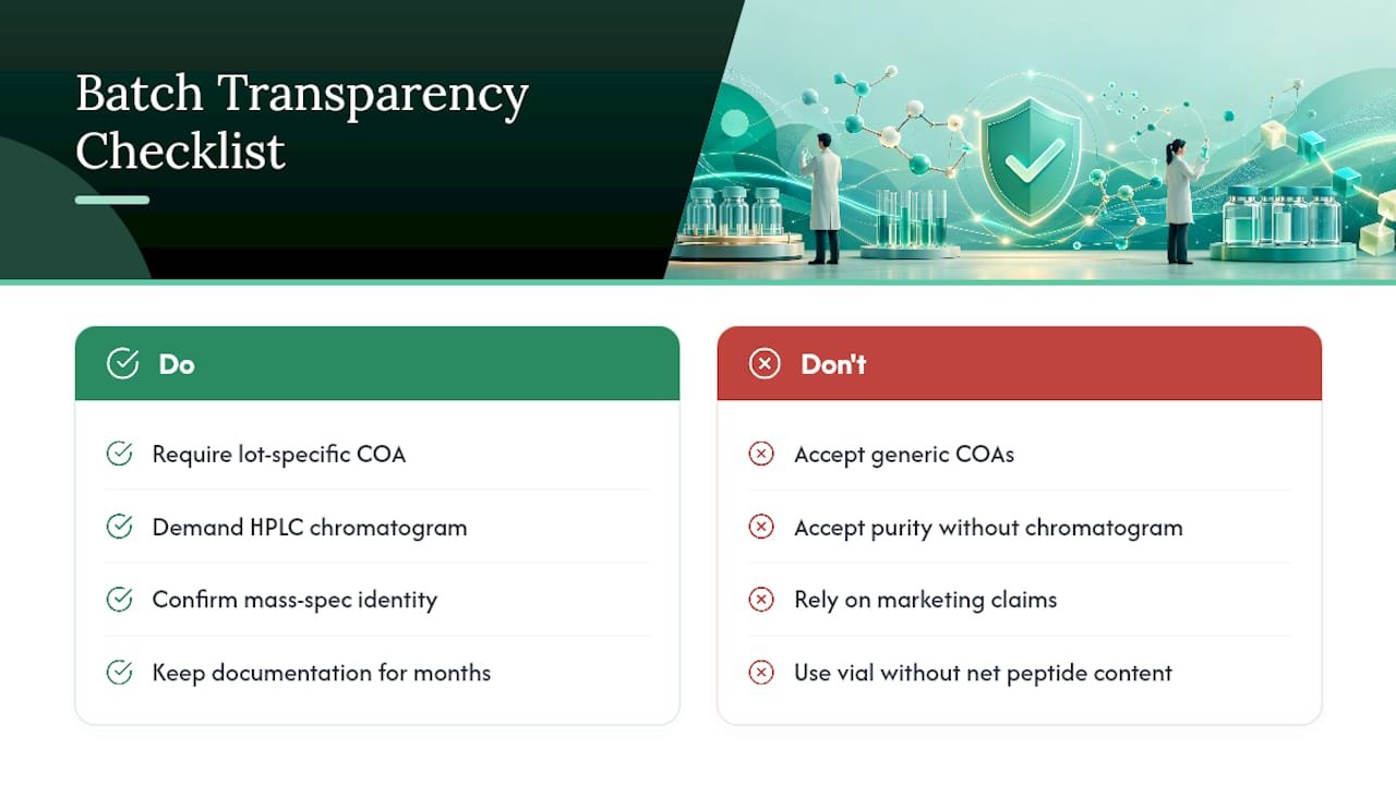 Peptélia's approach to batch transparency — overview diagram