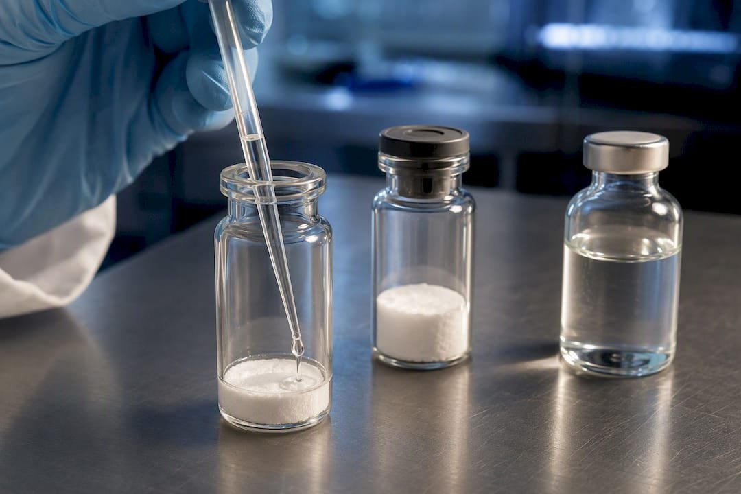 Rekonstitution eines lyophilisierten Peptidkuchens