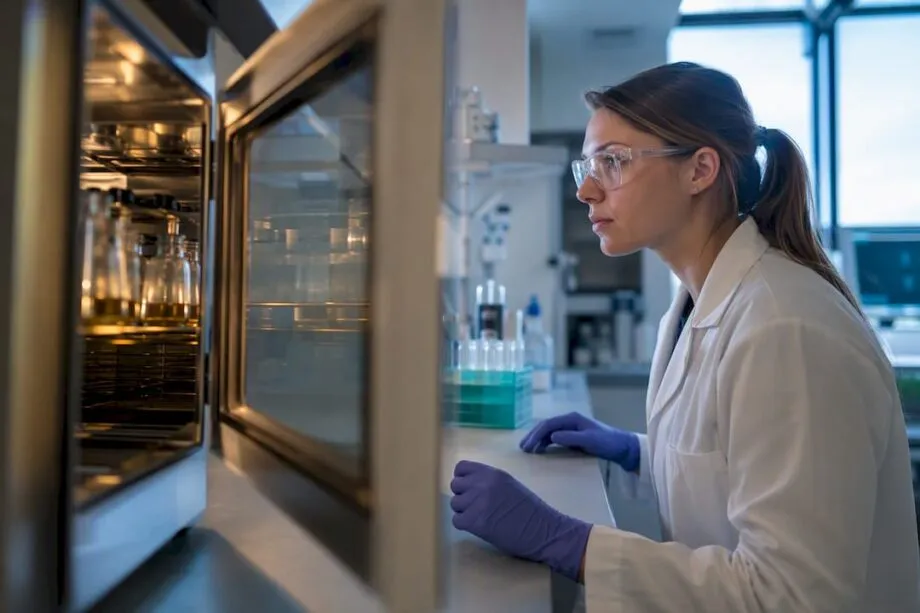 Sterility test culture vessels in laboratory